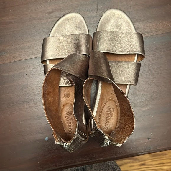 Bussola Potsdam Pauline soft, metallic, white gold, leather sandals size 41 - Picture 2 of 6